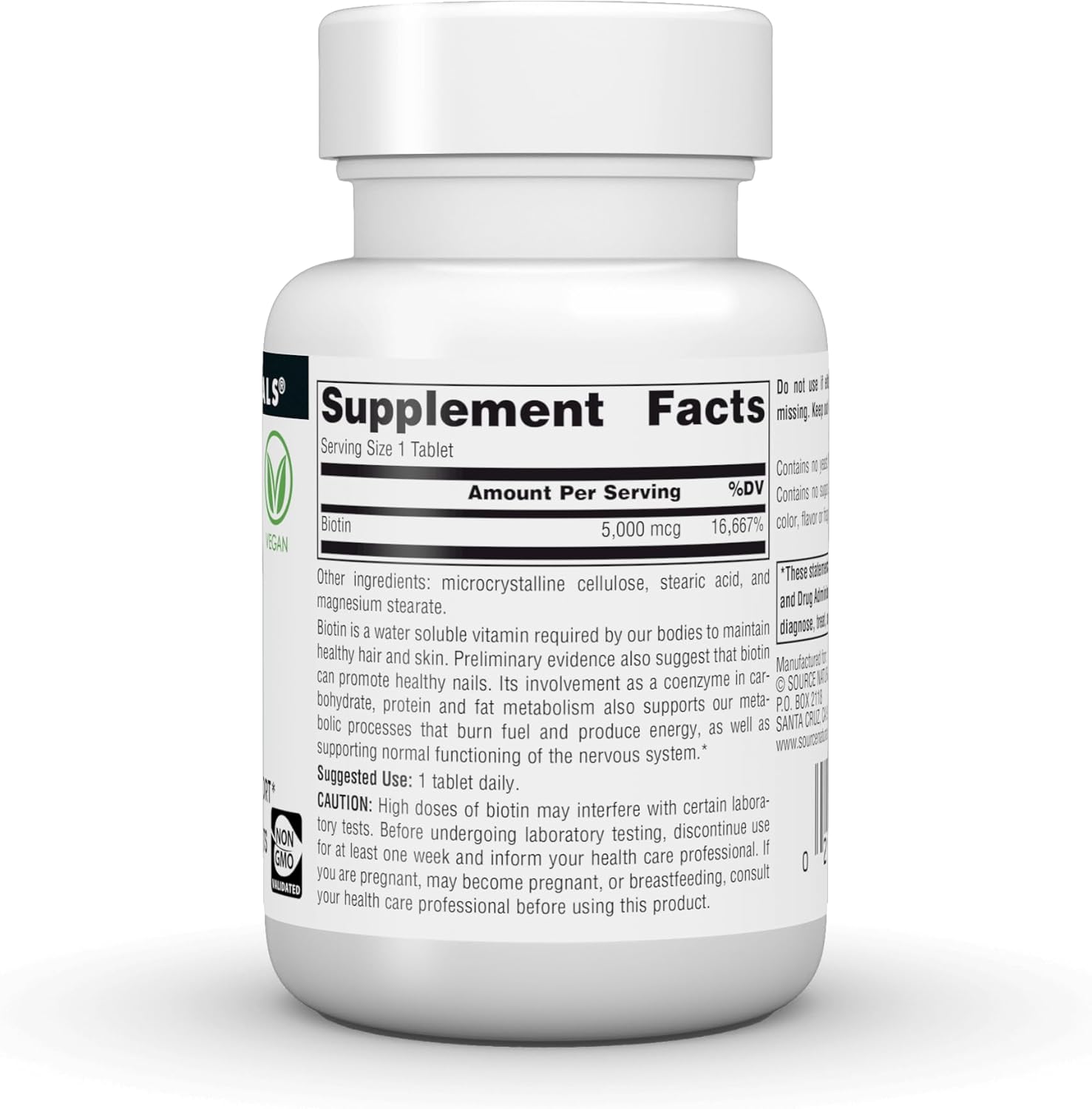 Source Naturals Biotin 5,000 mcg – Hair, Skin and Nail Support – 60 Tablets - görsel 3