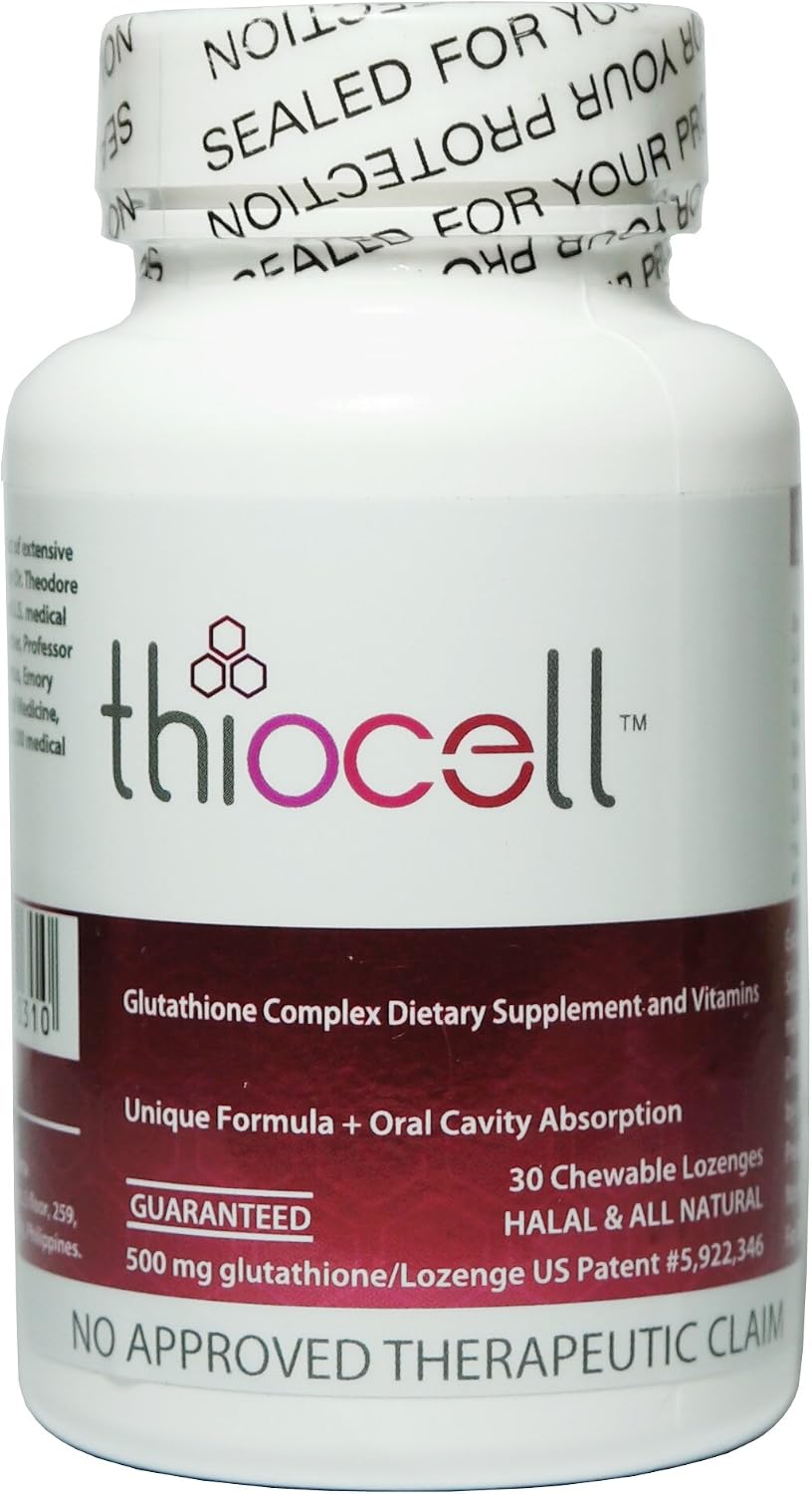 Thiocell Glutathione Complex Food Supplement – Lozenges with Vitamins C, D, E, Selenium, and Grape Seed Extract - görsel 1