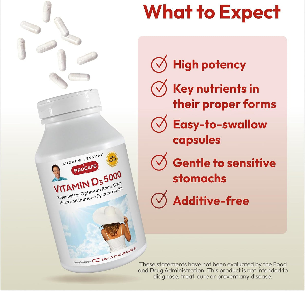 ANDREW LESSMAN Vitamin D3 5000 IU 180 Capsules – High Potency, Supports Calcium Absorption, Bone Health & Immune Function - görsel 4
