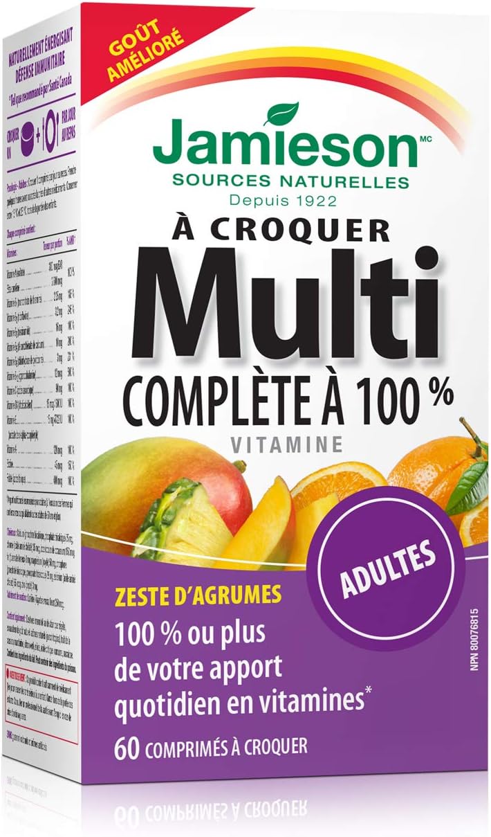 Jamieson 100% Complete Chewable Multivitamin for Adults - Citrus Twist - 60 Chewable Tablets - görsel 2