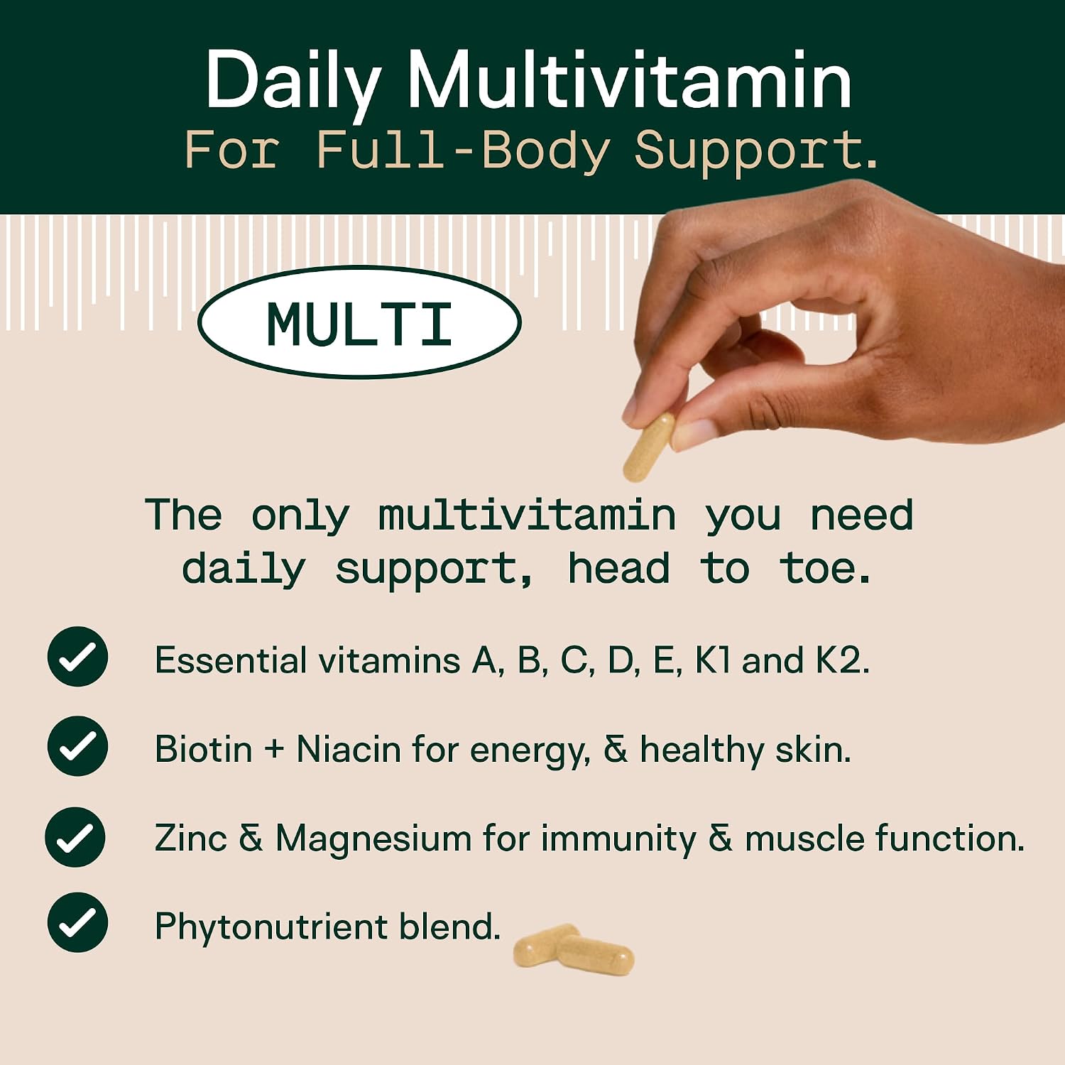 Adapt Naturals Multivitamin for Women and Men – Bio-available Daily Supplement – 30-Day Supply - görsel 2