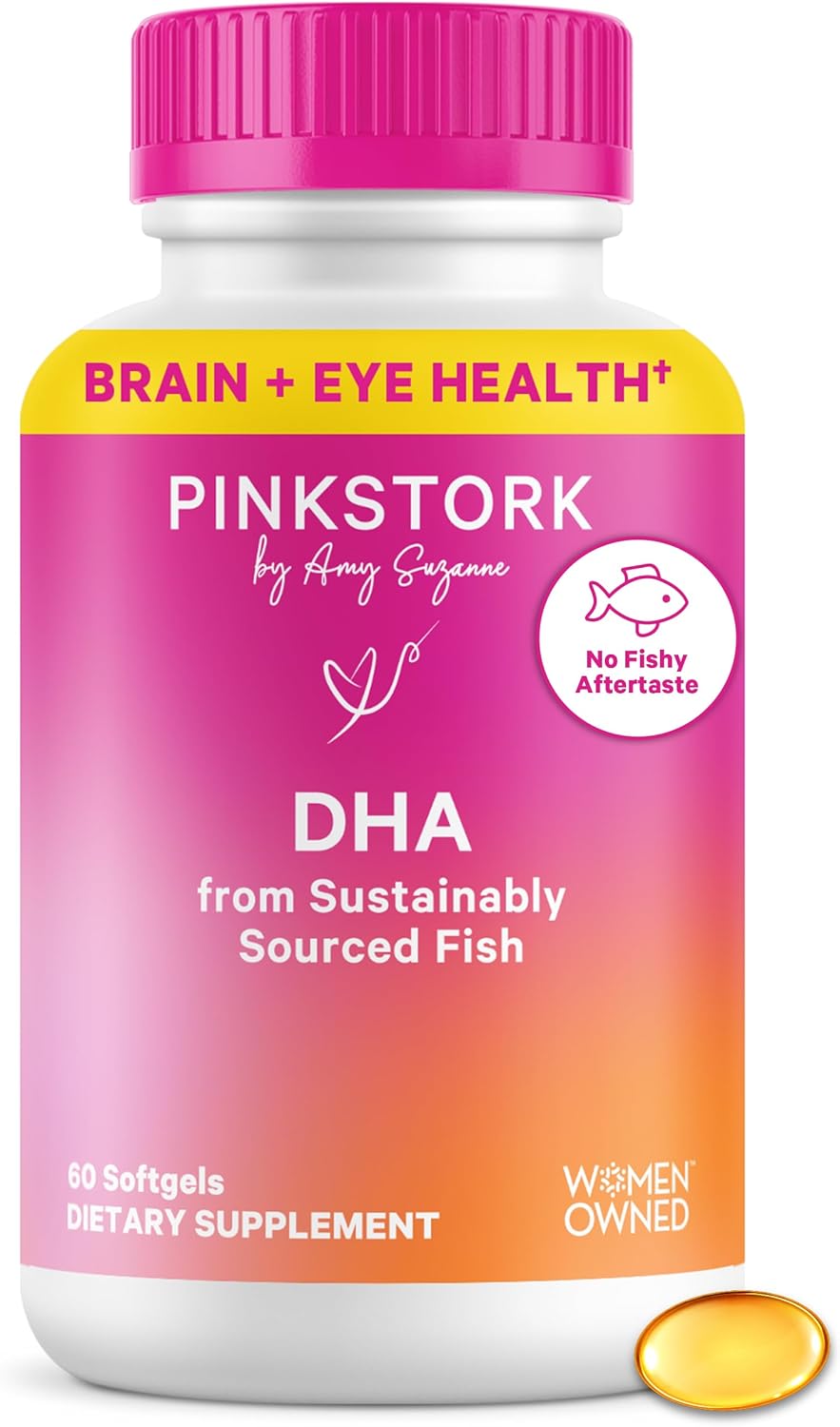 Pink Stork Omega-3 DHA - 540 mg Fish Oil Supplement with DHA and EPA for Antenatal and Postnatal Support - 60 Soft Capsules - görsel 1