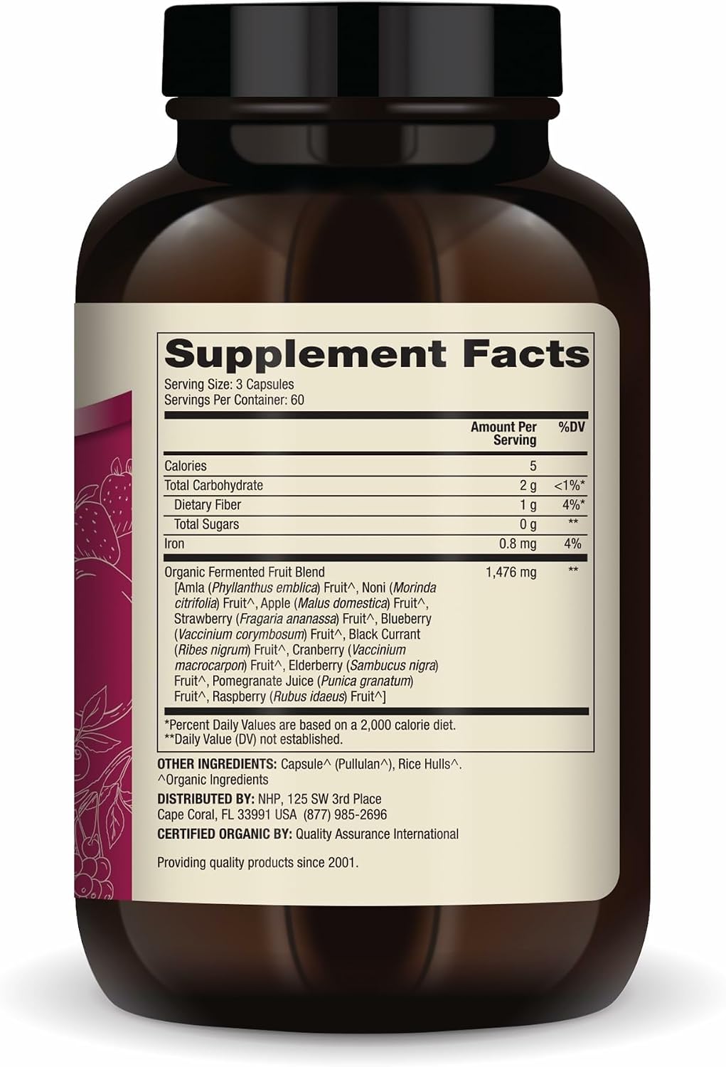 Dr. Mercola Organic Fermented Fruits – Antioxidant Support – Whole Food Berry & Fruit Blend – Zero Sugar – Non-GMO – Gluten-Free – 180 Capsules - görsel 2