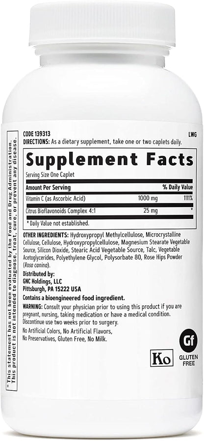 GNC Vitamin C 1000mg, 90 Caplets, Offers Immune Support