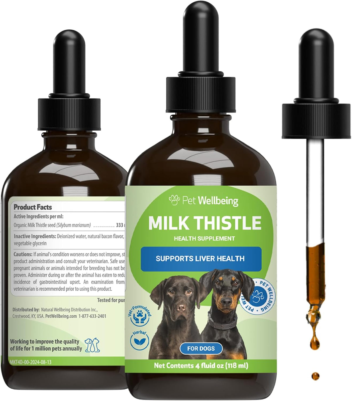Pet Wellbeing Milk Thistle for Dogs – Organic Milk Thistle, Supports Healthy Liver Function & Detoxification – NASC Certified & Vet-Formulated – 118 ml Liquid - görsel 1