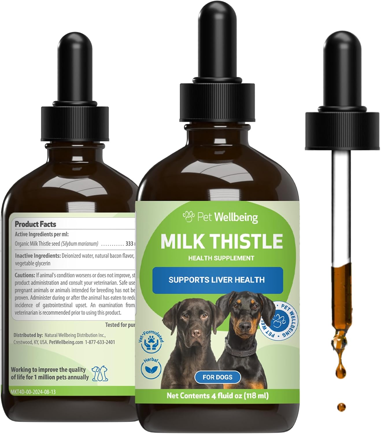 Pet Wellbeing Milk Thistle for Dogs – Organic Milk Thistle, Supports Healthy Liver Function & Detoxification – NASC Certified & Vet-Formulated – 118 ml Liquid - görsel 1