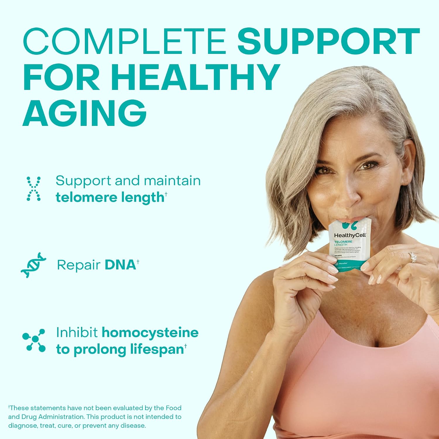 HealthyCell Telomere Length Supplement – Cellular Health Support with AC-11 & Resveratrol – 30 Grape Gel Packs - görsel 2