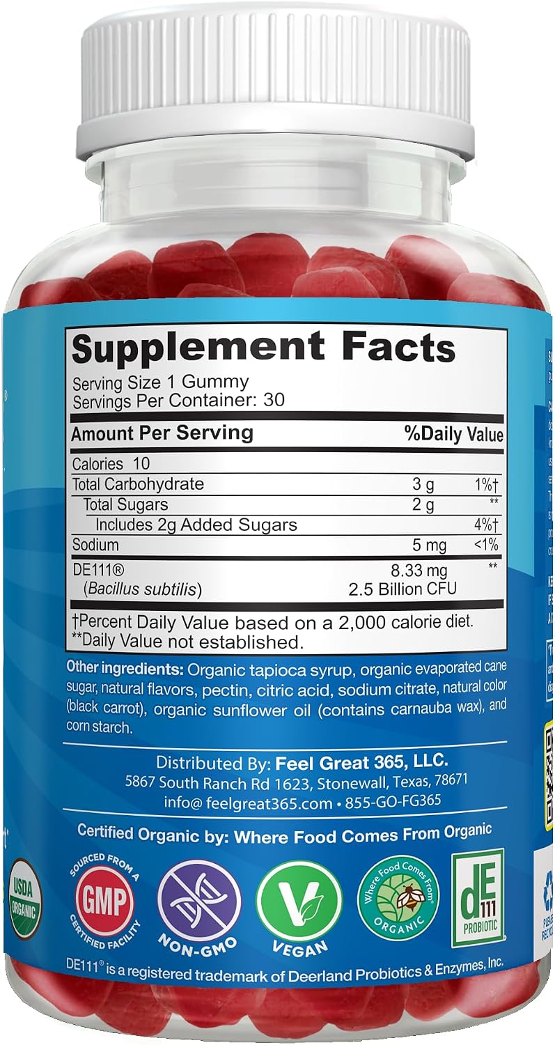 Feel Great USDA Organic Kids Probiotics Gummies - görsel 8