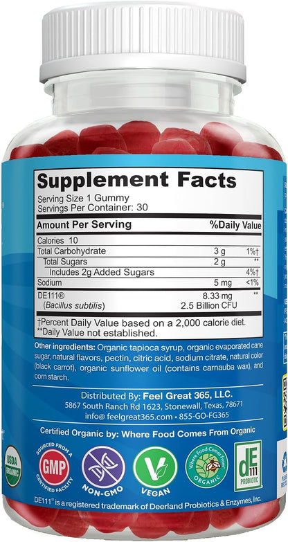 Feel Great USDA Organic Kids Probiotics Gummies
