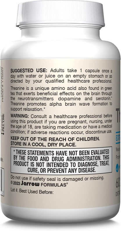 Jarrow Formulae Extra Strength L Theanine 200mg - 60 Vegetable Capsules