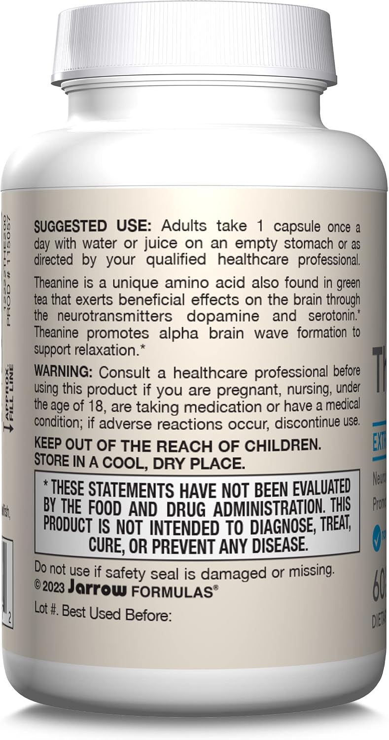 Jarrow Formulae Extra Strength Theanine 200 mg, 60 Vegetarian Capsules (Pack of 12) - görsel 9