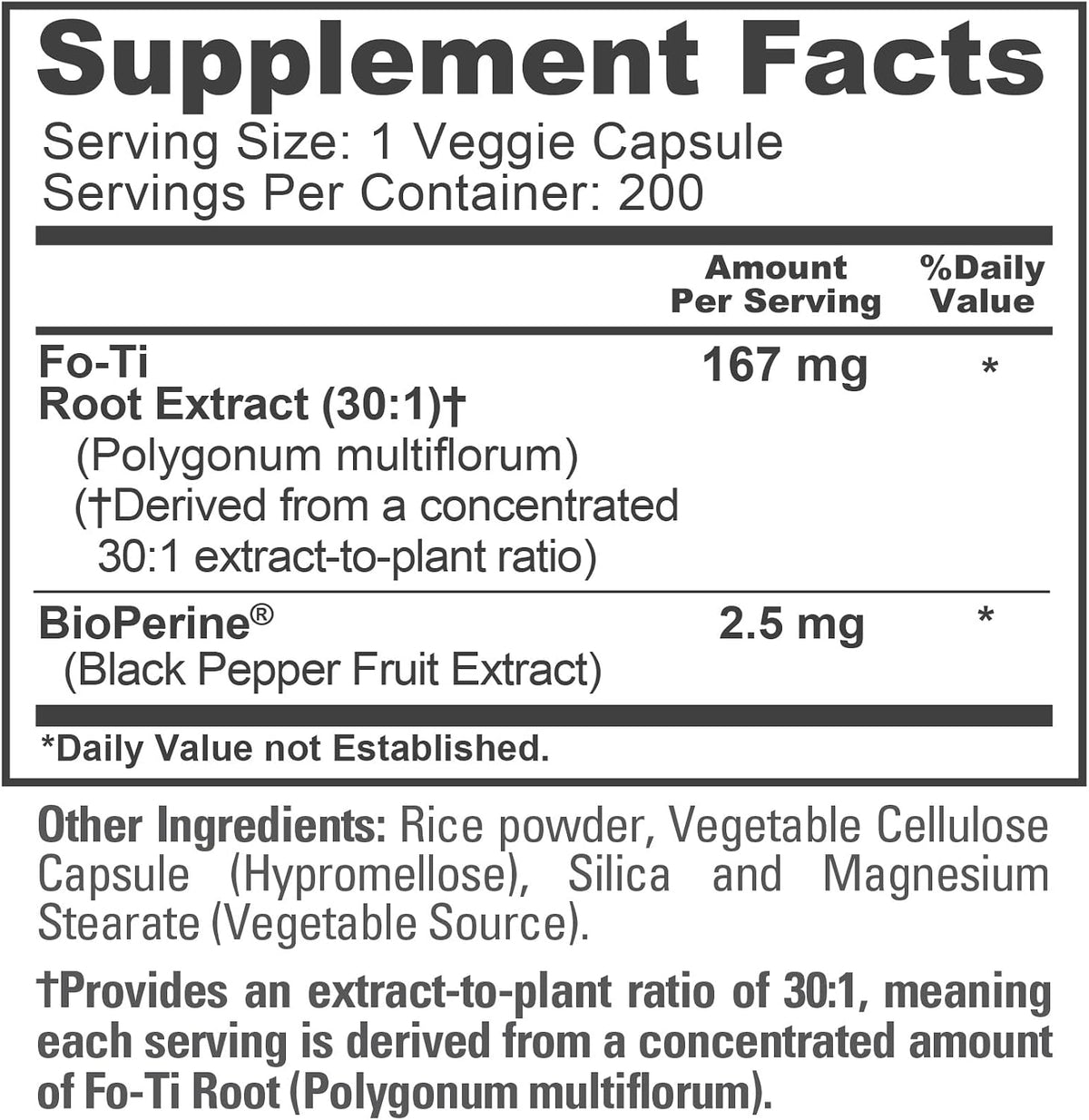 NusaPure Fo-Ti Capsules, 167 mg, 200 Vegan Capsules (Non-GMO) - görsel 4