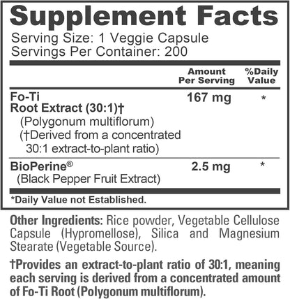 NusaPure Fo-Ti Capsules, 167 mg, 200 Vegan Capsules (Non-GMO)