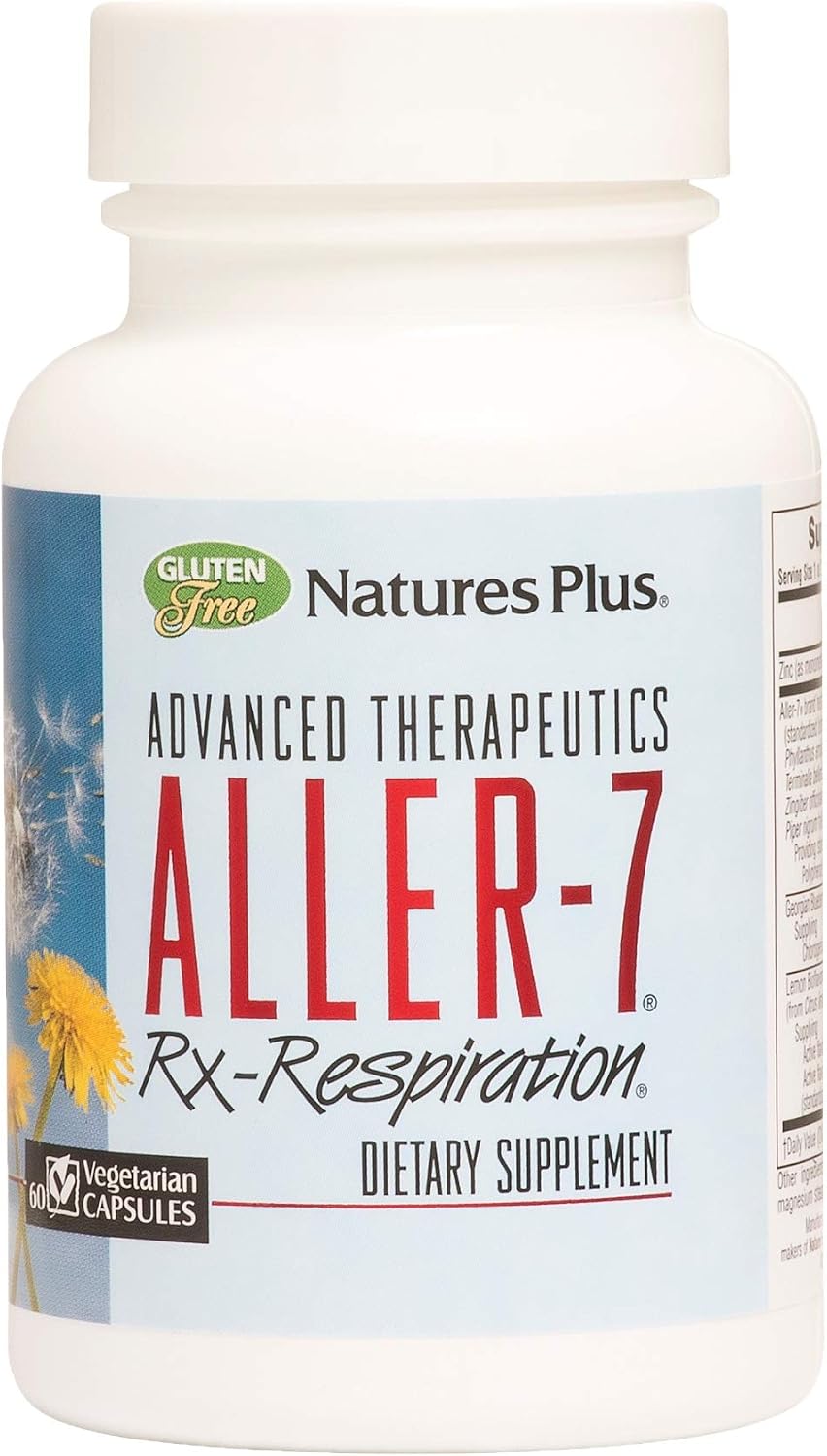 NaturesPlus Advanced Therapeutics Aller-7 Rx-Respiration - 60 Vegetarian Capsules - görsel 1