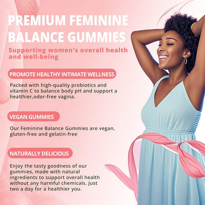 Premium Feminine Balance Gummies - Women's pH Balance & Vaginal Probiotics Support with Immune Support - Vegan, Gluten-free - Hawaiian Pineapple Flavour (60 Count)