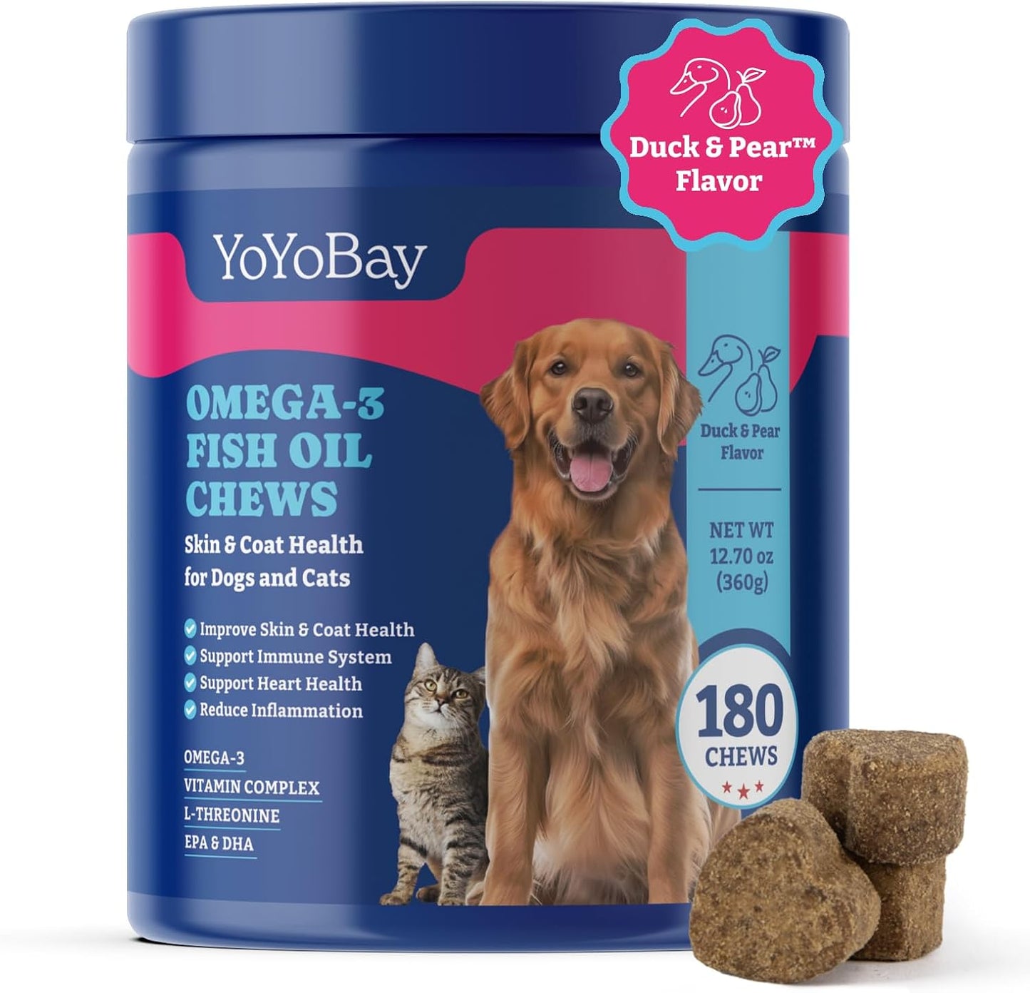 YoYoBay Dog Multivitamin Chewable Supplement - 180 Soft Chews, Duck & Pear Flavour - görsel 8