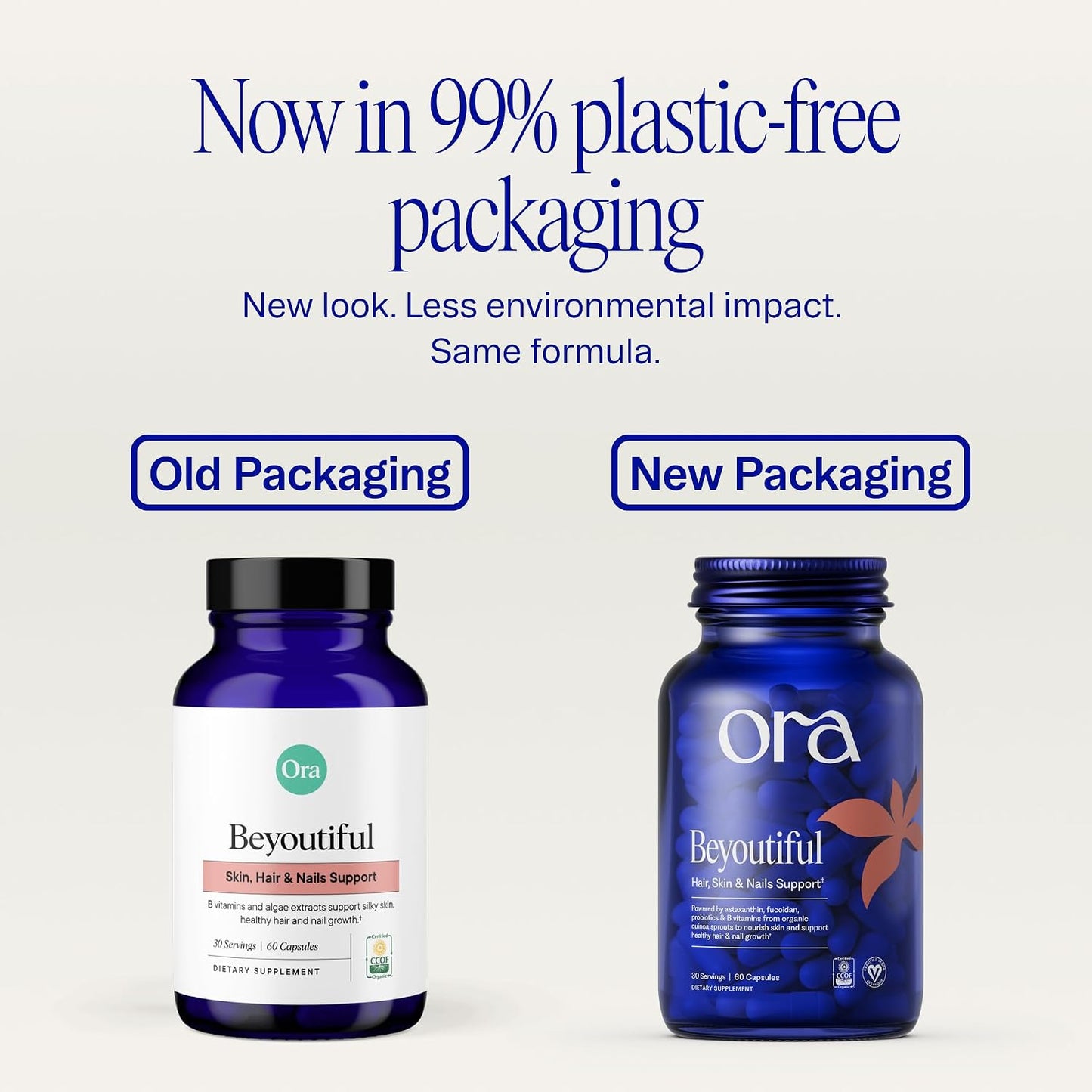 Ora Organic Hair, Skin and Nails Support - Beyoutiful - Beauty Supplement with B Vitamins and Biotin - 60 Vegan Capsules - görsel 2
