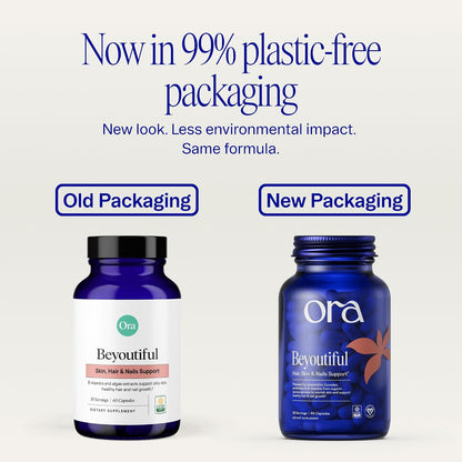Ora Organic Hair, Skin and Nails Support - Beyoutiful - Beauty Supplement with B Vitamins and Biotin - 60 Vegan Capsules