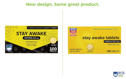 Rite Aid Stay Awake Caffeine Tablets, 200 mg, 100 Tablets