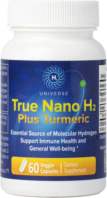 True Nano H2 with Green Tea - Molecular Hydrogen Capsules, Energy and Antioxidant Support, 60 Capsules