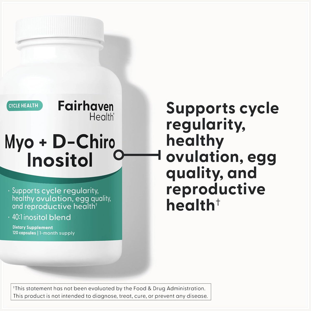 Fairhaven Health Myo-Inositol & D-Chiro Inositol 40:1 Ratio - Hormone & Ovarian Health Supplement for Women with PCOS, 120 Capsules - görsel 2
