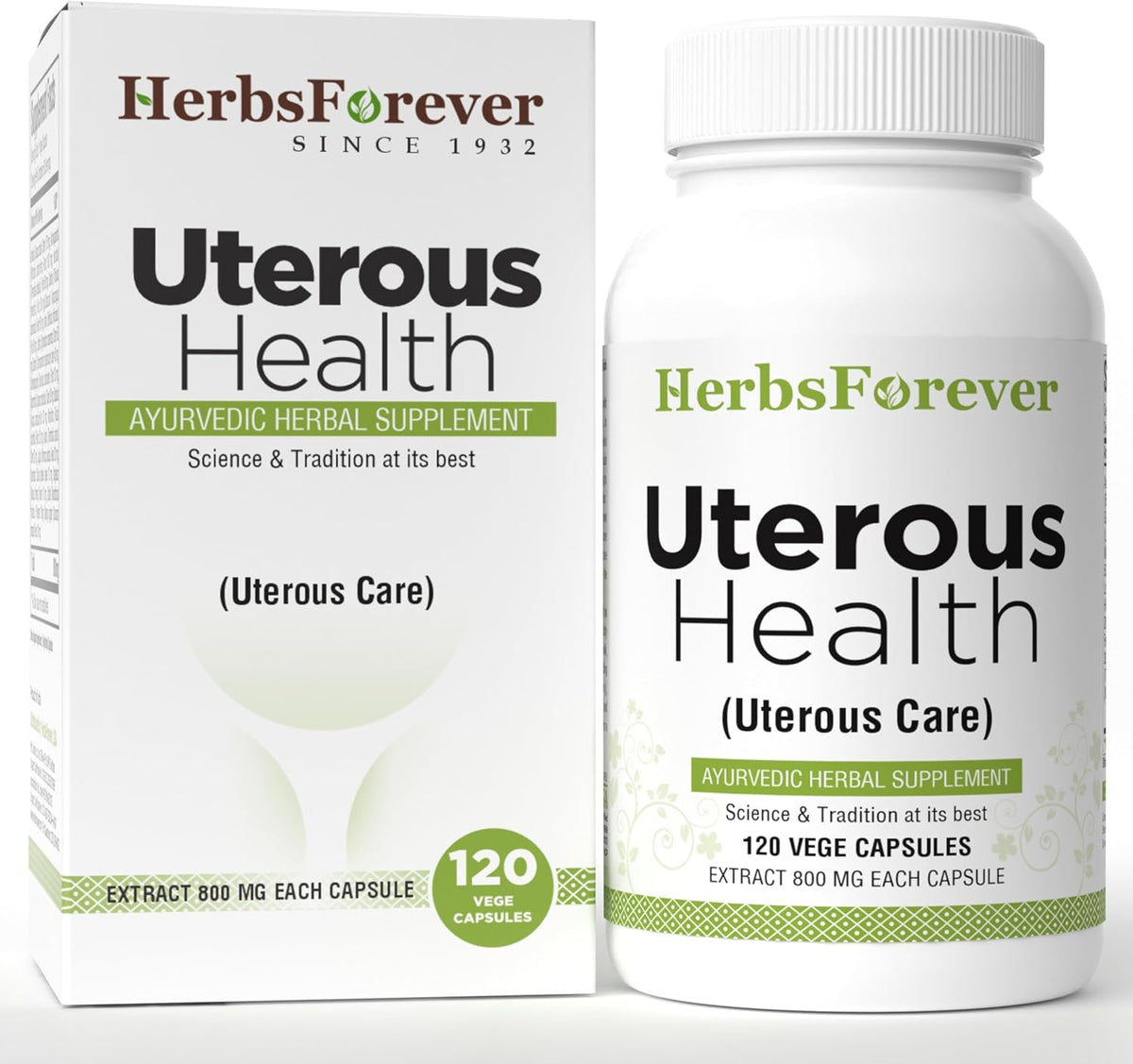 Herbsforever Uterous Care – Herbal Uterine Support Formula, 120 Vegetable Capsules, 800 mg Concentrated Extract - görsel 1