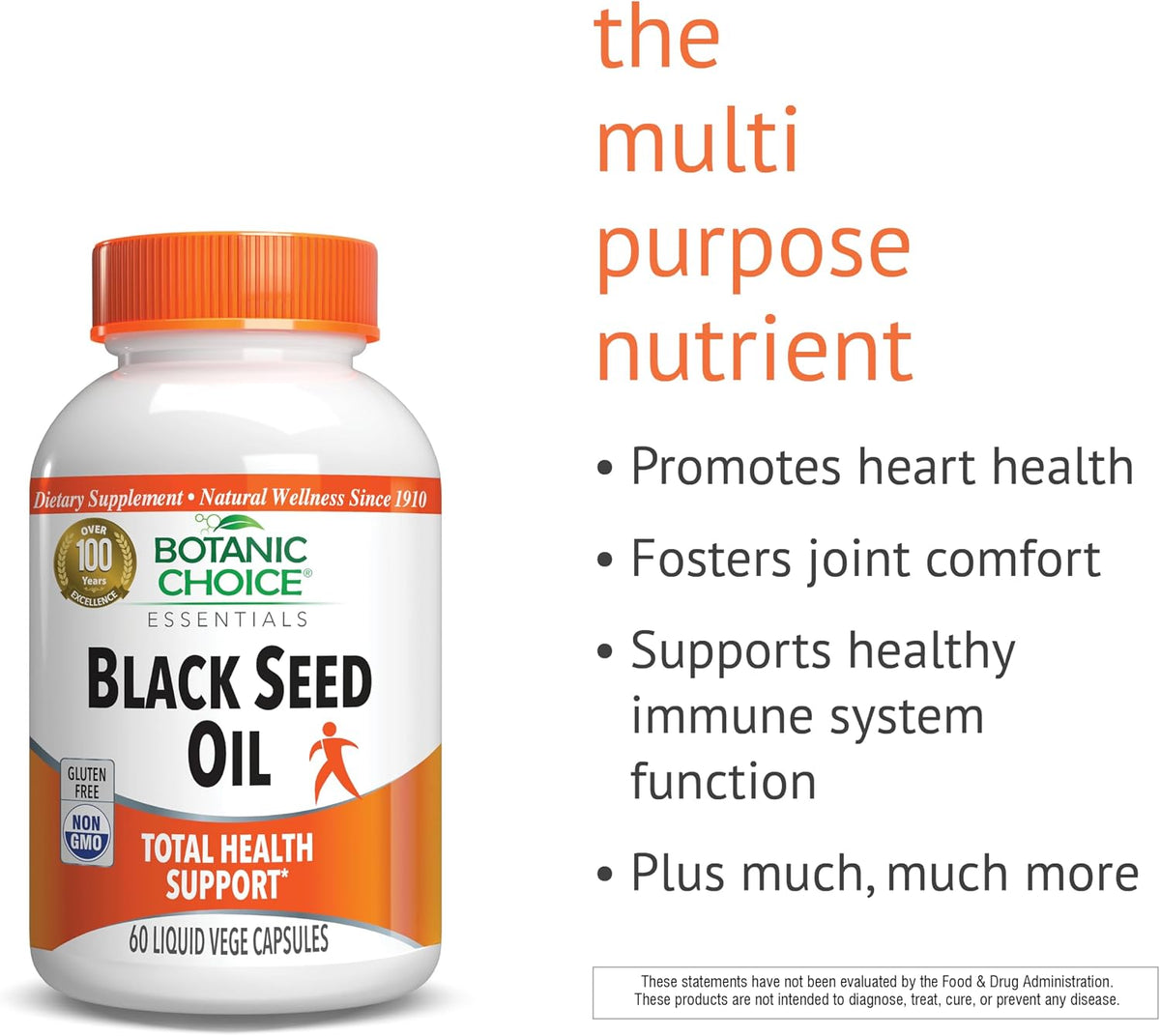 Botanic Choice Black Seed Oil, 500 mg – Black Cumin Seed Oil Supplement, 60 Vegetarian Capsules - görsel 3