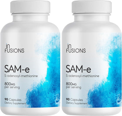 Infusions Pure SAM-e 800mg – 90 Vegetable Capsules (Extra-Strength, Gluten-free, Non-GMO)