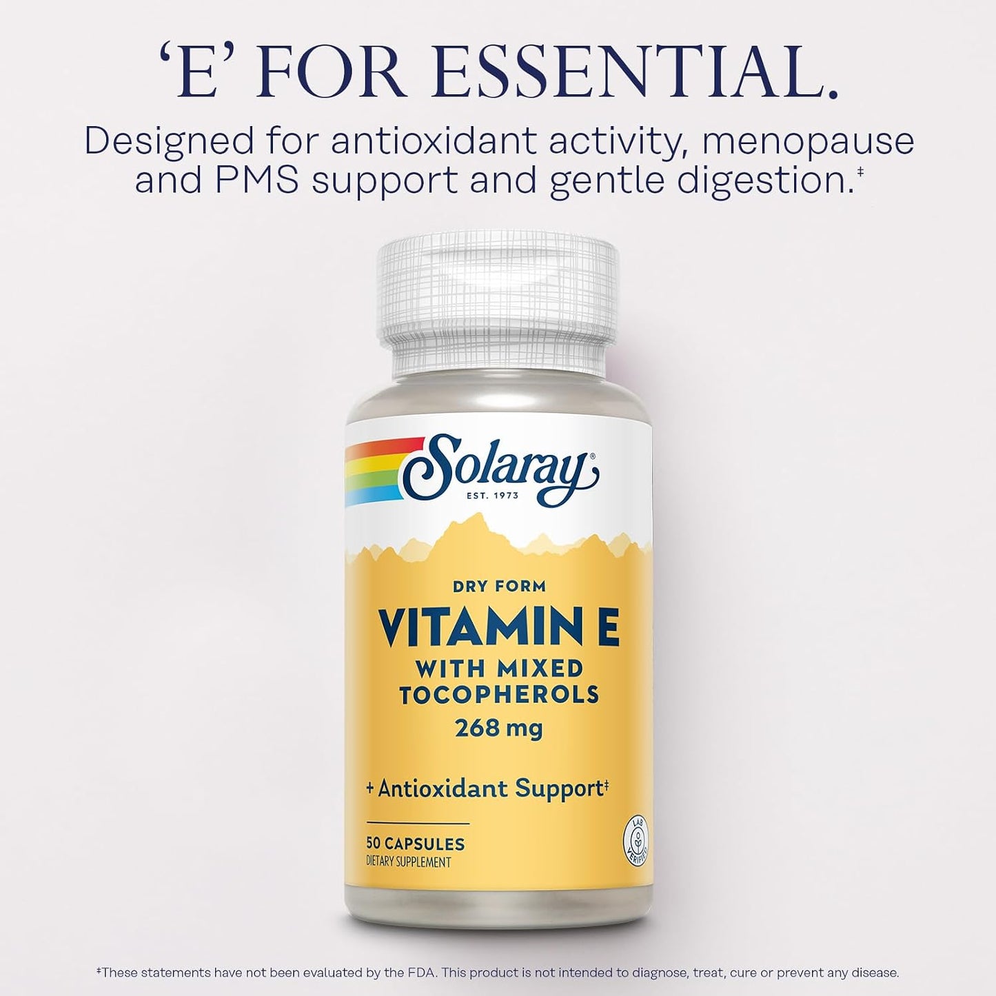 SOLARAY Vitamin E 400 IU (268 mg) Dry Form with Mixed Tocopherols - 50 Capsules - görsel 3