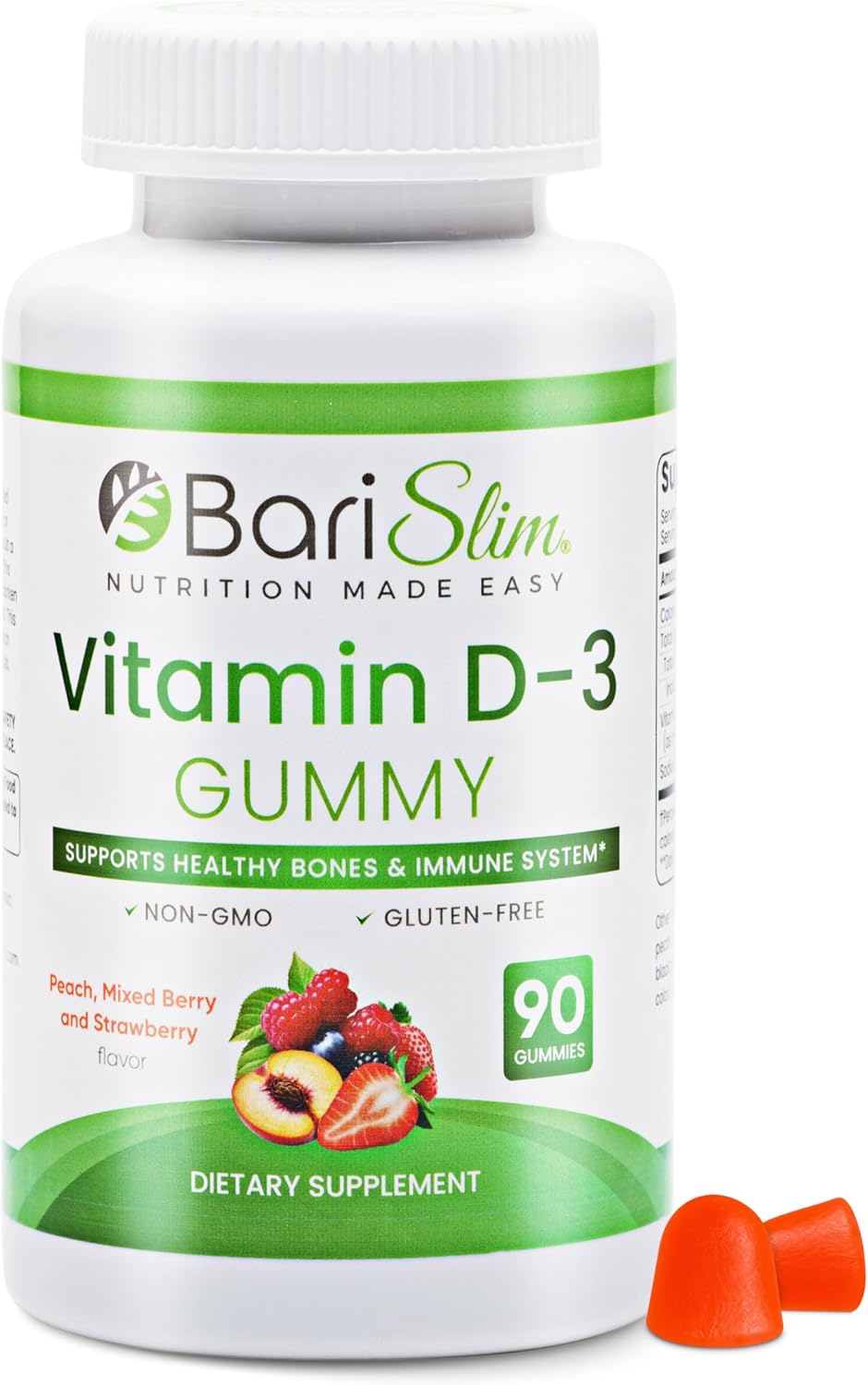 BariSlim Bariatric Vitamin D-3 Gummies - Specially Formulated Gummy Vitamin for Patients After Weight Loss Surgery - Easy to Digest and Great-Tasting Fruit Flavours | 90 Fruit Chews - görsel 1