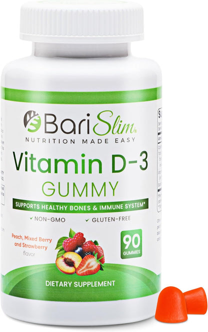 BariSlim Bariatric Vitamin D-3 Gummies - Specially Formulated Gummy Vitamin for Patients After Weight Loss Surgery - Easy to Digest and Great-Tasting Fruit Flavours | 90 Fruit Chews