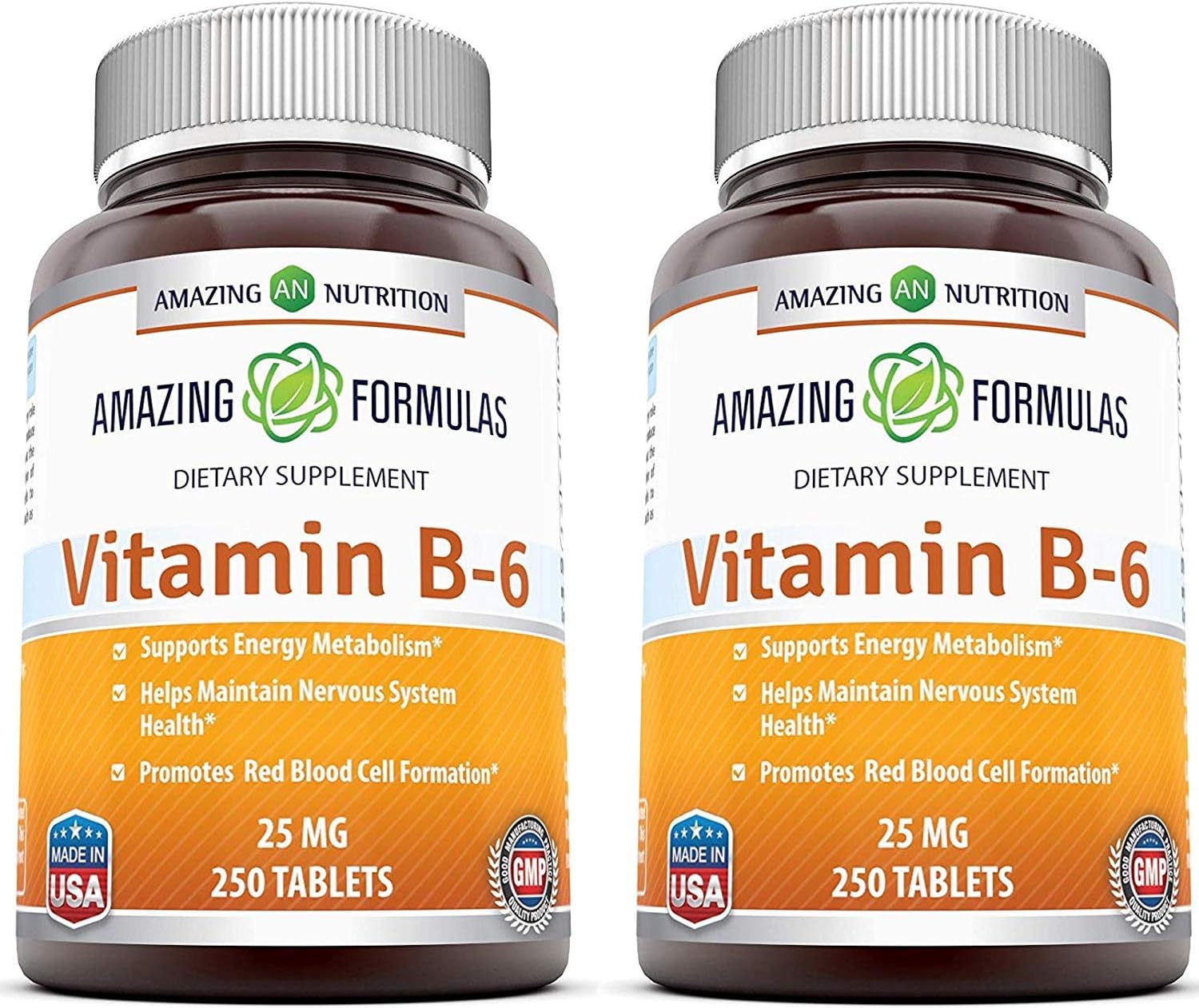 Amazing Formulae Vitamin B6 Pyridoxine 25 mg, 250 Tablets (Pack of 2) - görsel 1