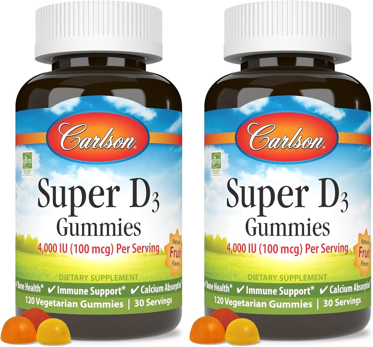 Carlson Super D3 Gummies 4000 IU (100 mcg) - Natural Fruit Flavours, 120 Vegetarian Gummies - görsel 6