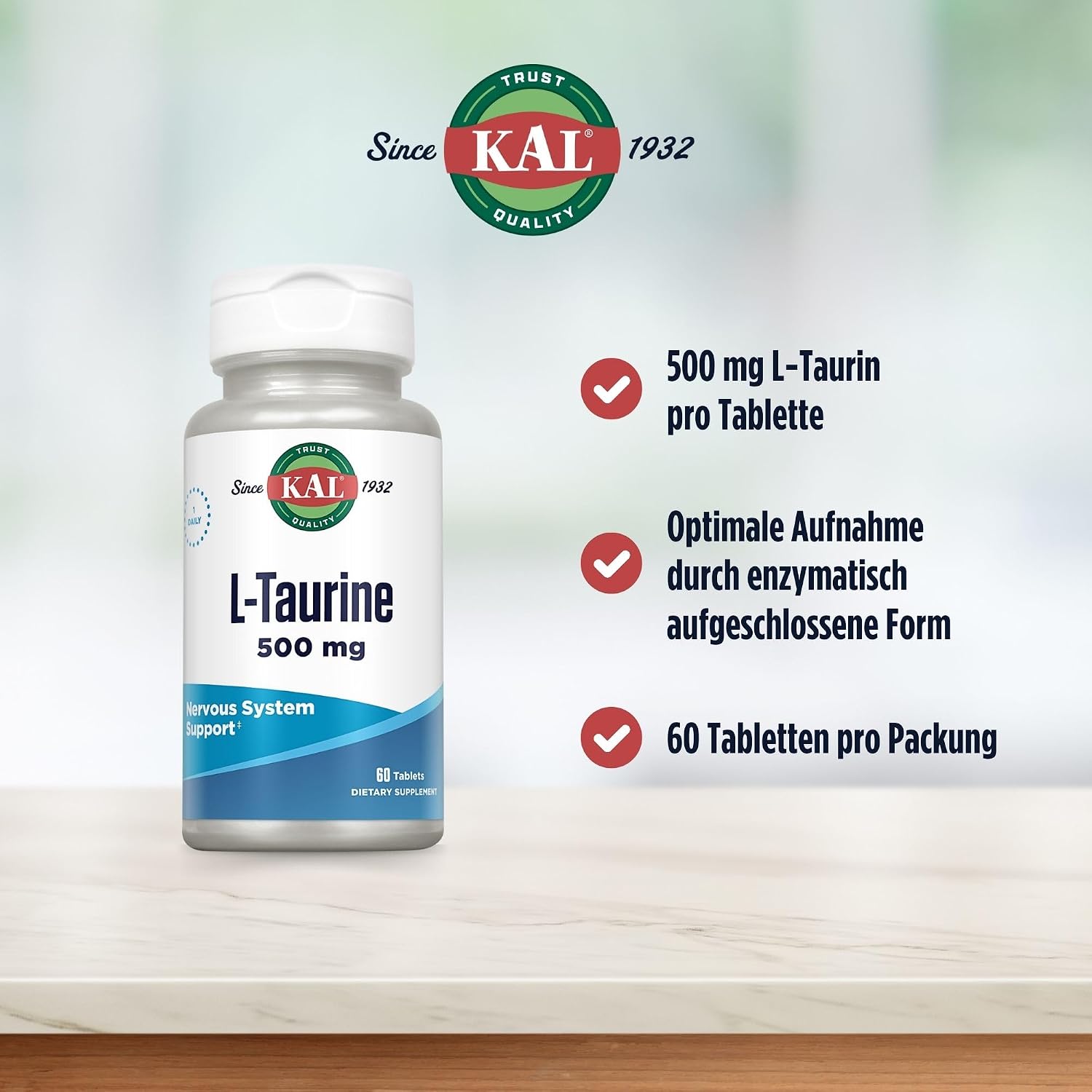 KAL 500 mg L-Taurine Tablets, 60 Tablets - görsel 3