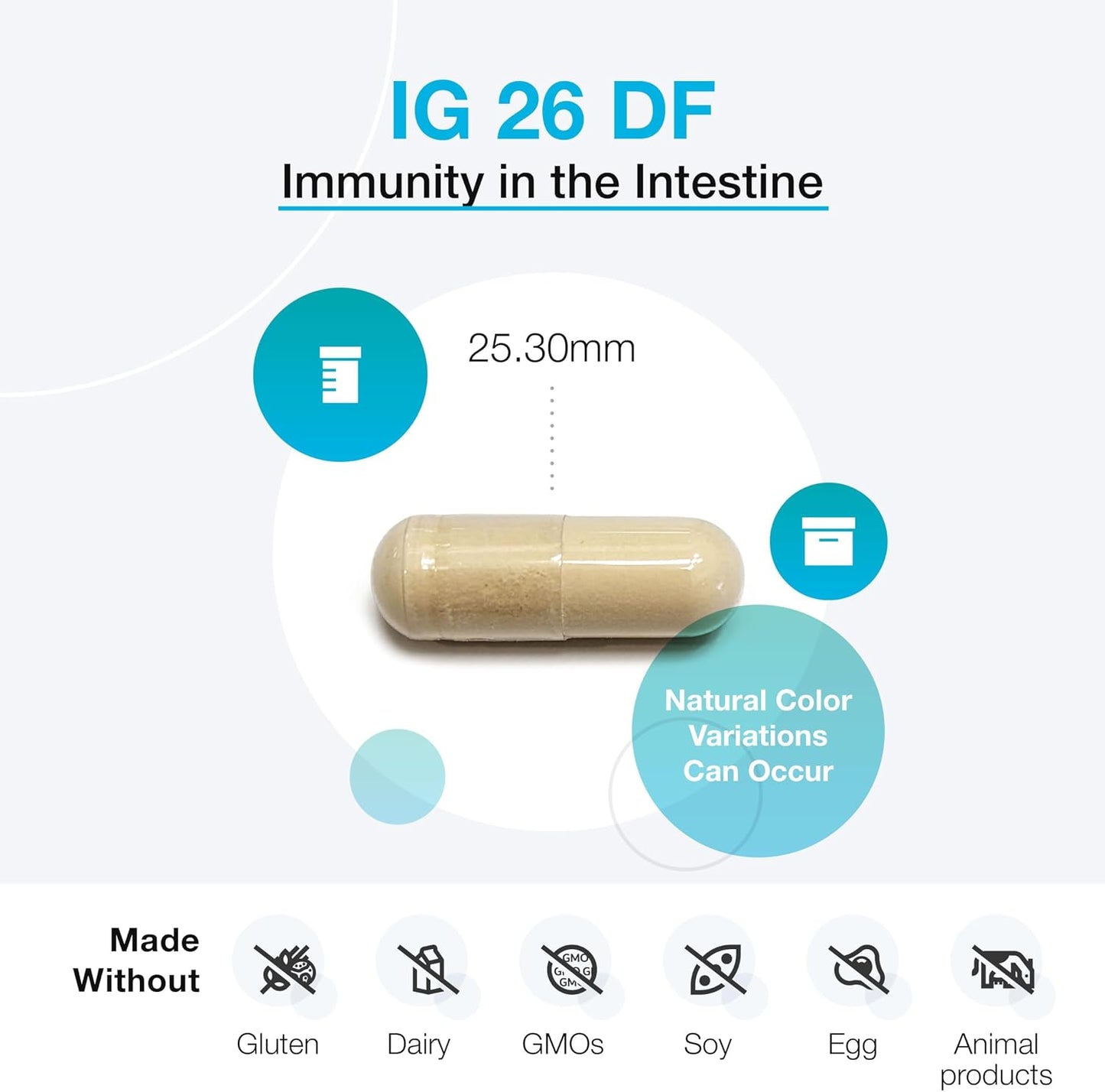 XYMOGEN IG 26 DF - Dairy-Free Immunoglobulin Capsules for Intestinal & Immune System Support - Hyperimmune Egg-Derived Immunoglobulins - 120 Capsules - görsel 3