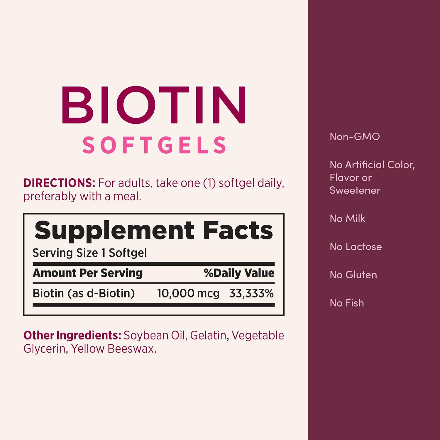 Nature's Bounty Biotin 10000mcg Food Supplement, Rapid Release Liquid Softgels, 90 Count - görsel 5