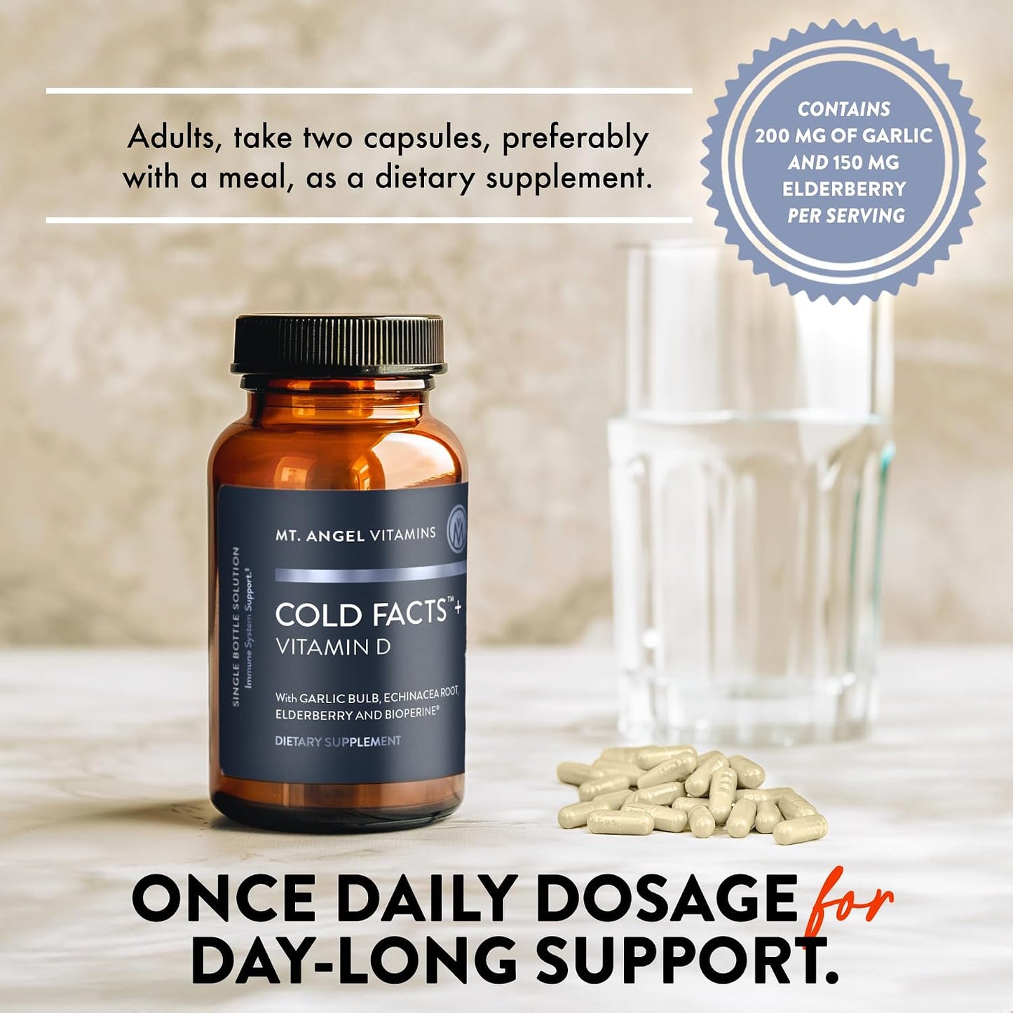 Mt. Angel Vitamins Cold Facts + Vitamin D, Immune System Support (60 Vegetarian Capsules) - görsel 5