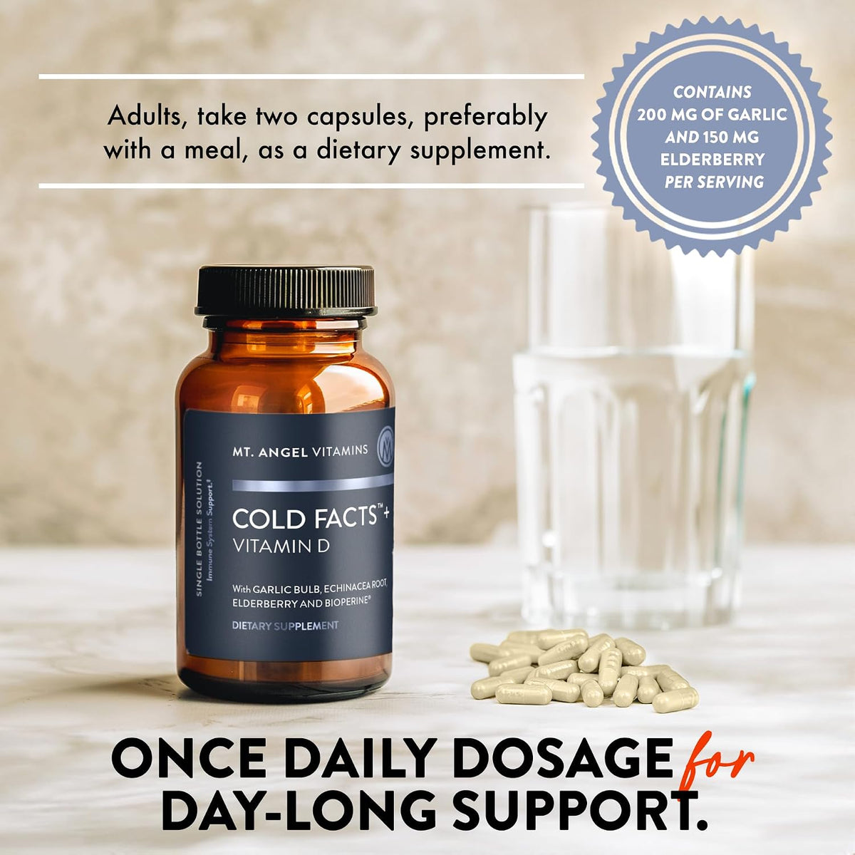 Mt. Angel Vitamins Cold Facts + Vitamin D, Immune System Support (60 Vegetarian Capsules) - görsel 5