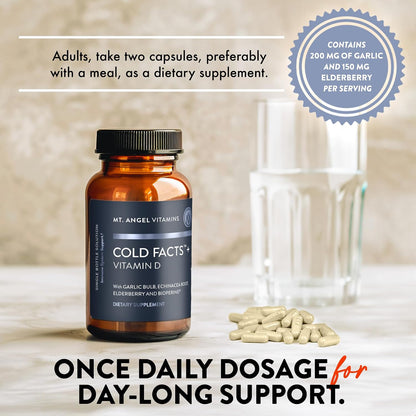 Mt. Angel Vitamins Cold Facts + Vitamin D, Immune System Support (60 Vegetarian Capsules)