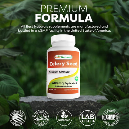 Best Naturals Celery Seed 600 mg Tablets, 180 Count