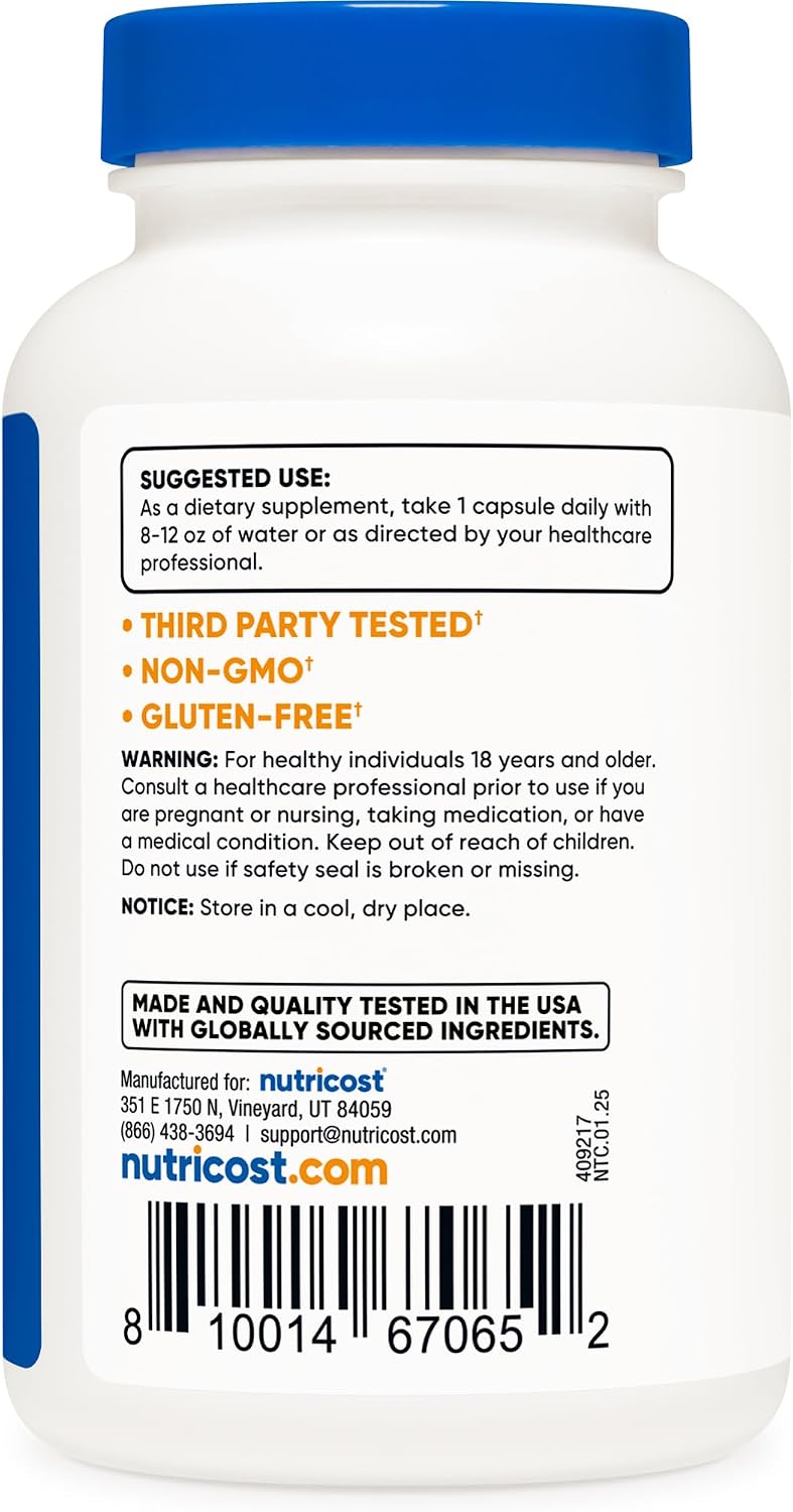 Nutricost L-Carnosine 500mg, 120 Capsules - Gluten-free & Non-GMO - görsel 4