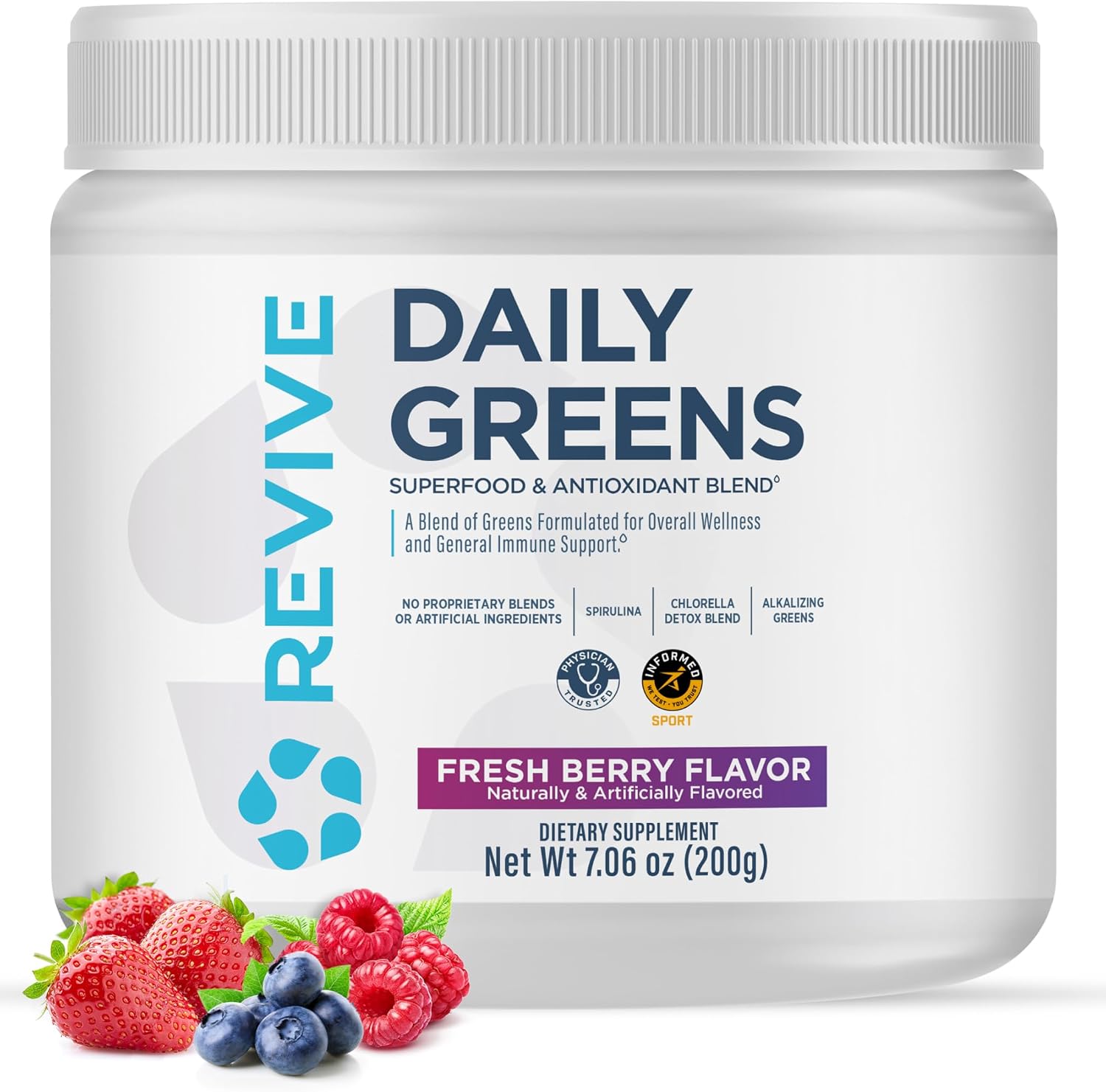 Revive MD Daily Green Powder Superfood (Fresh Berry) - görsel 1