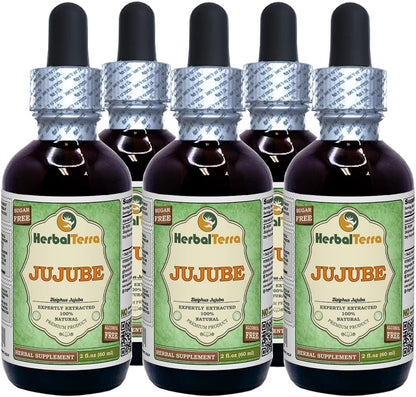 Jujube (Ziziphus Jujuba) Glycerite, Alcohol-Free Liquid Extract - 5 x 2 fl oz (5 x 60 ml)