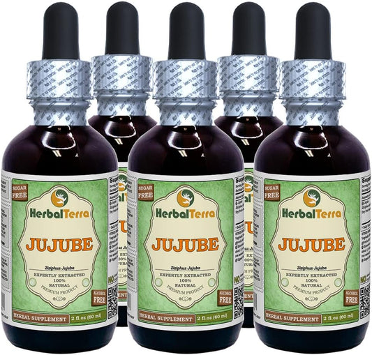 Jujube (Ziziphus Jujuba) Glycerite, Alcohol-Free Liquid Extract - 5 x 2 fl oz (5 x 60 ml)