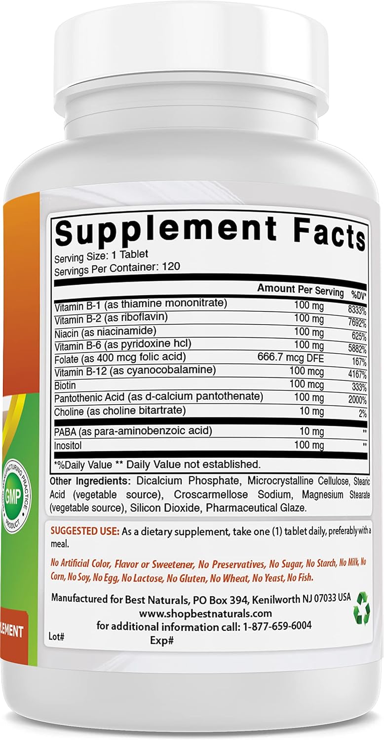 Best Naturals B-100 Complex for Adults, 120 Tablets - görsel 5