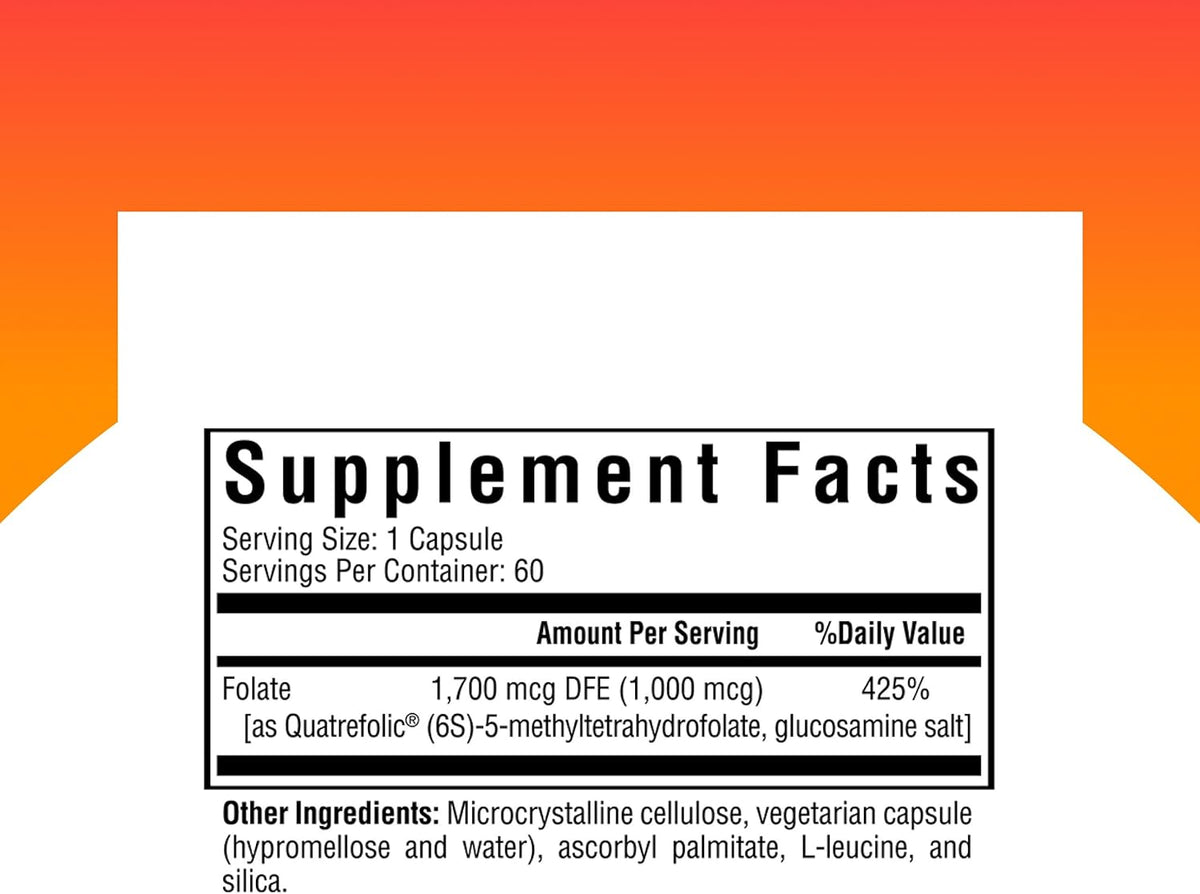Seeking Health L-Methylfolate 1mg – Supports Healthy MTHFR, Mood, and Methylation – 60 Capsules - görsel 2