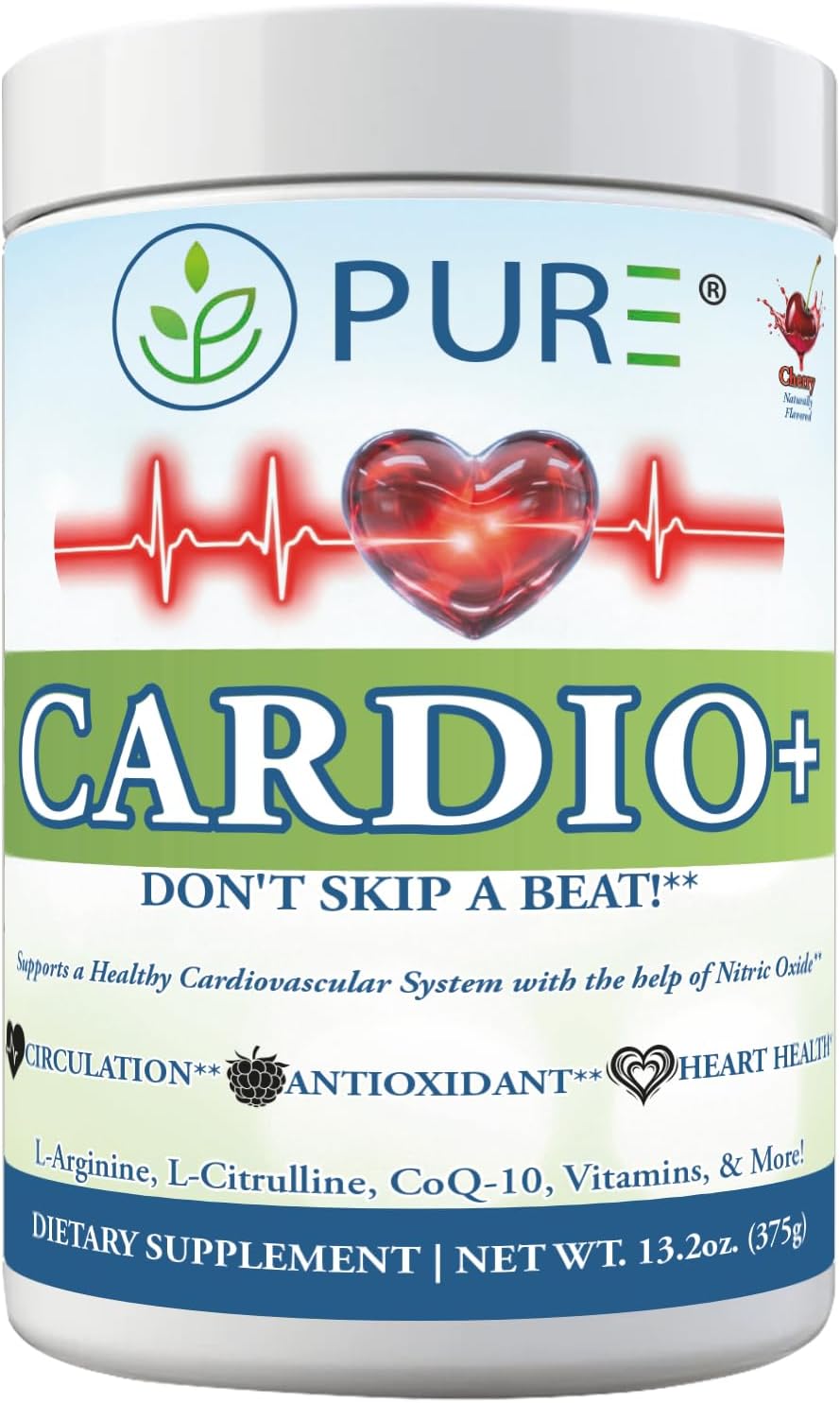 PURE® Cardio+ Nitric Oxide Circulation Support - 5000mg L-Arginine & 1000mg L-Citrulline - Mixed Berry Flavour, 30 Servings Powder, 363g - CoQ10 & Beetroot - High Potency Heart Formula - görsel 9