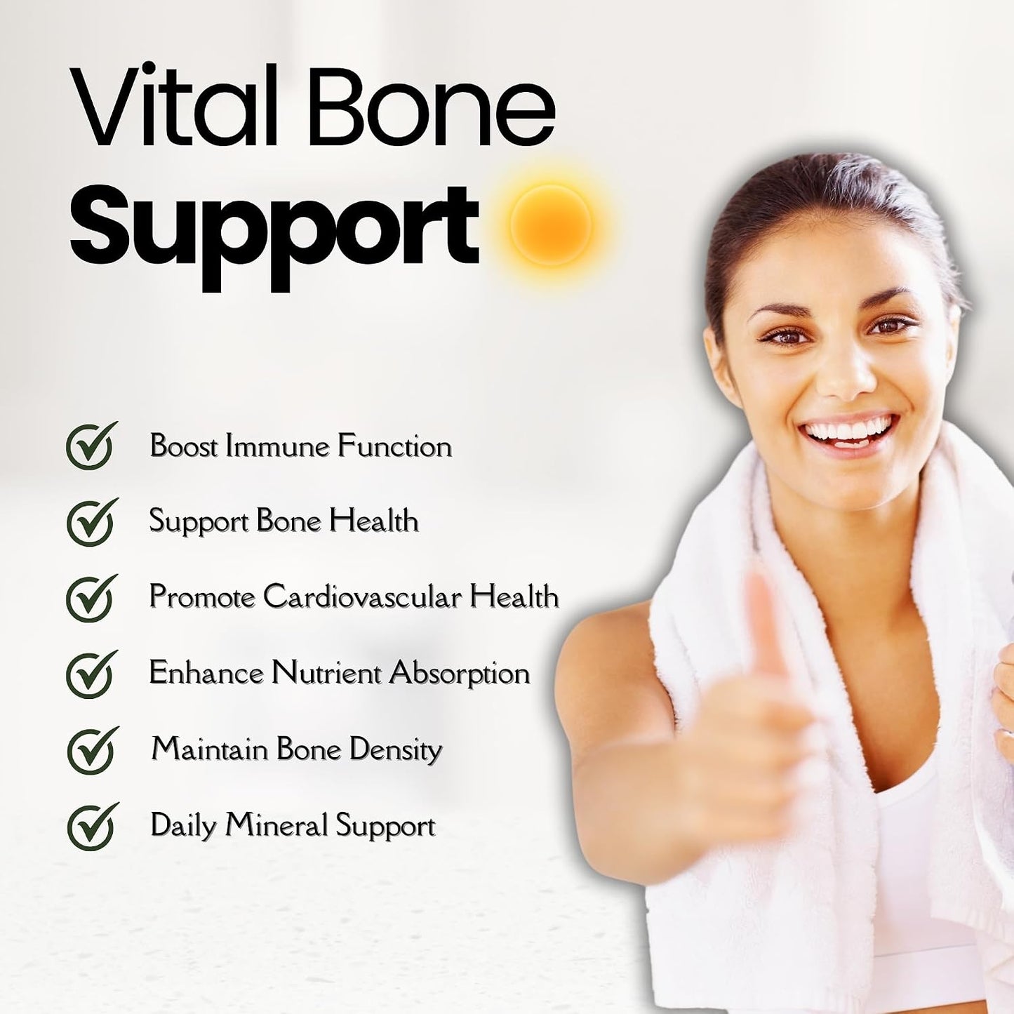 Orgaboom Vitamin D3 K2 Calcium Supplement - 5000 IU D3 + 100 mcg K2 MK7 with Bioperine - Bone & Heart Health - 60 Capsules - görsel 2