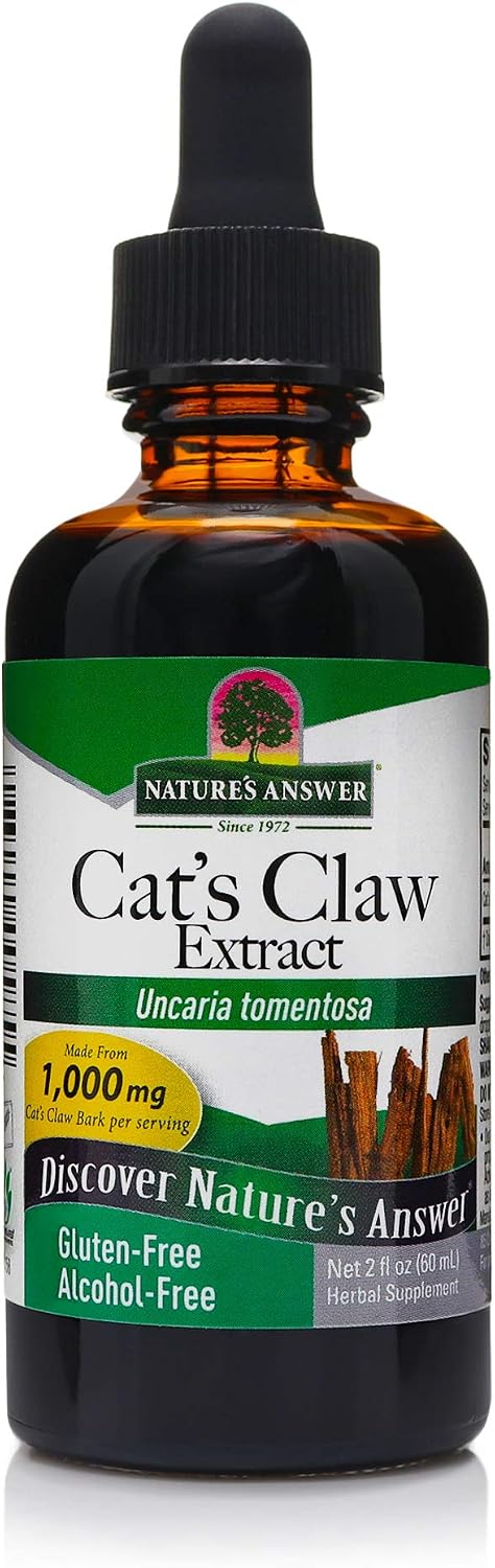 Nature's Answer Cat's Claw Inner Bark Alcohol-Free Extract - Supports Healthy Joint & Muscle Function - Gluten-Free, Vegan, Kosher - 2 oz (3 Pack) - görsel 1