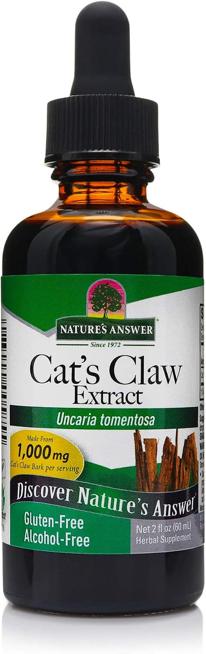 Nature's Answer Cat's Claw Inner Bark Alcohol-Free Extract - Supports Healthy Joint & Muscle Function - Gluten-Free, Vegan, Kosher - 2 oz (3 Pack)